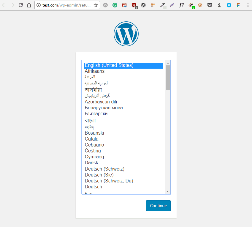 laracon start of wordpress install