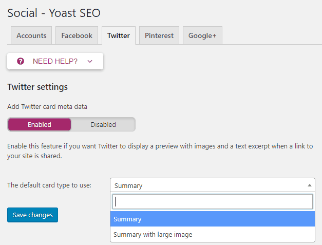 yoast twitter settings