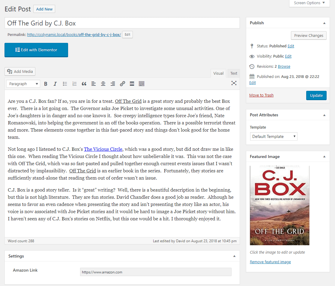 book edit screen
