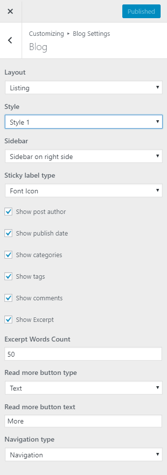 kava blog layout options
