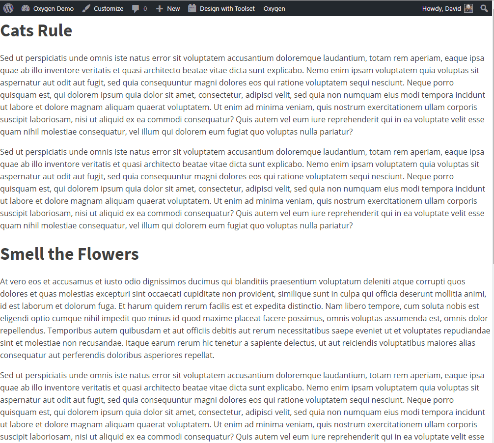 oxygen builder with no templates