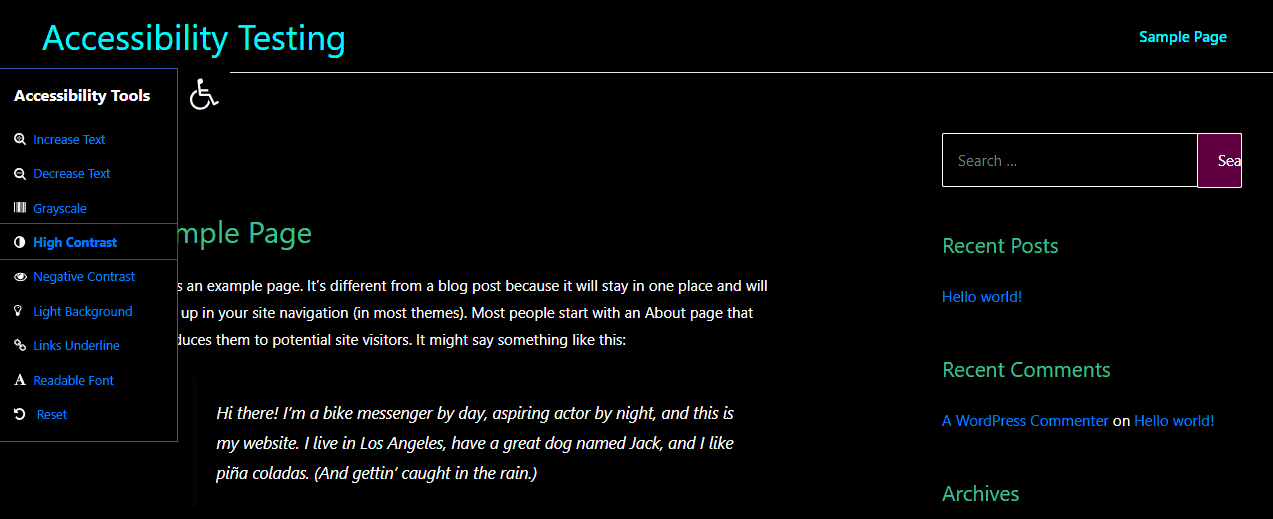 one click accessibility apply contrast