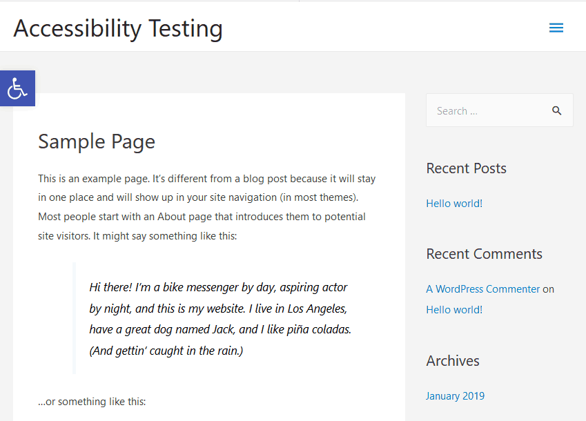 one click accessibility front button