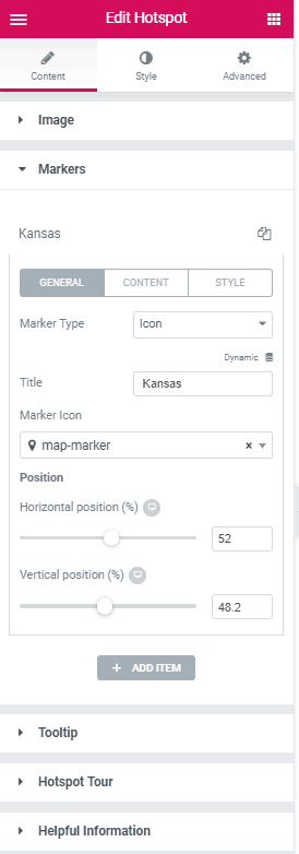 Ultimate Addons Hotspot Content Settings - Markers