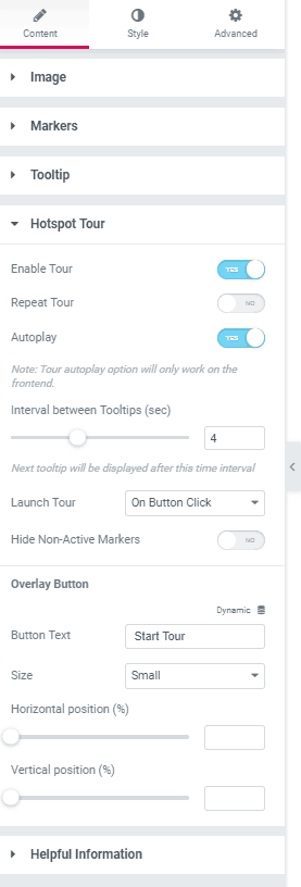 Ultimate Addons Hotspot Content Settings - Hotspot Tour