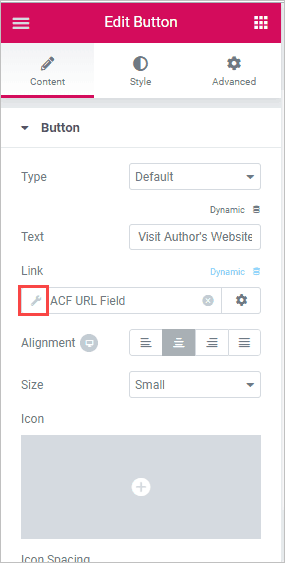 acf url field wrench icon
