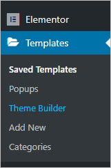 elementor template builder menu