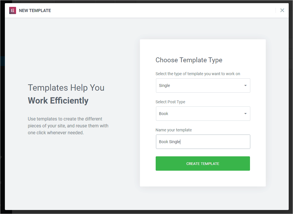 Initial template type settings