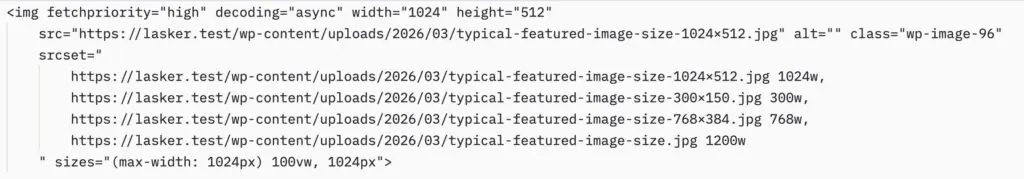 Image sizes in srcset