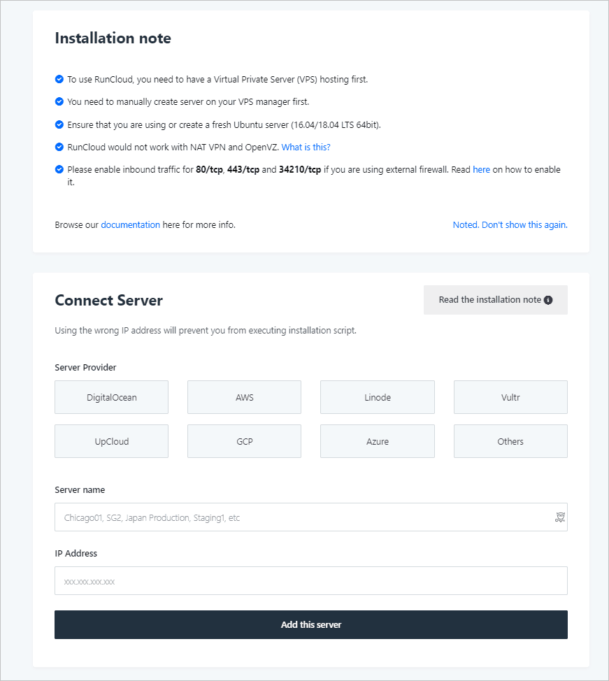 Runcloud Connect Server