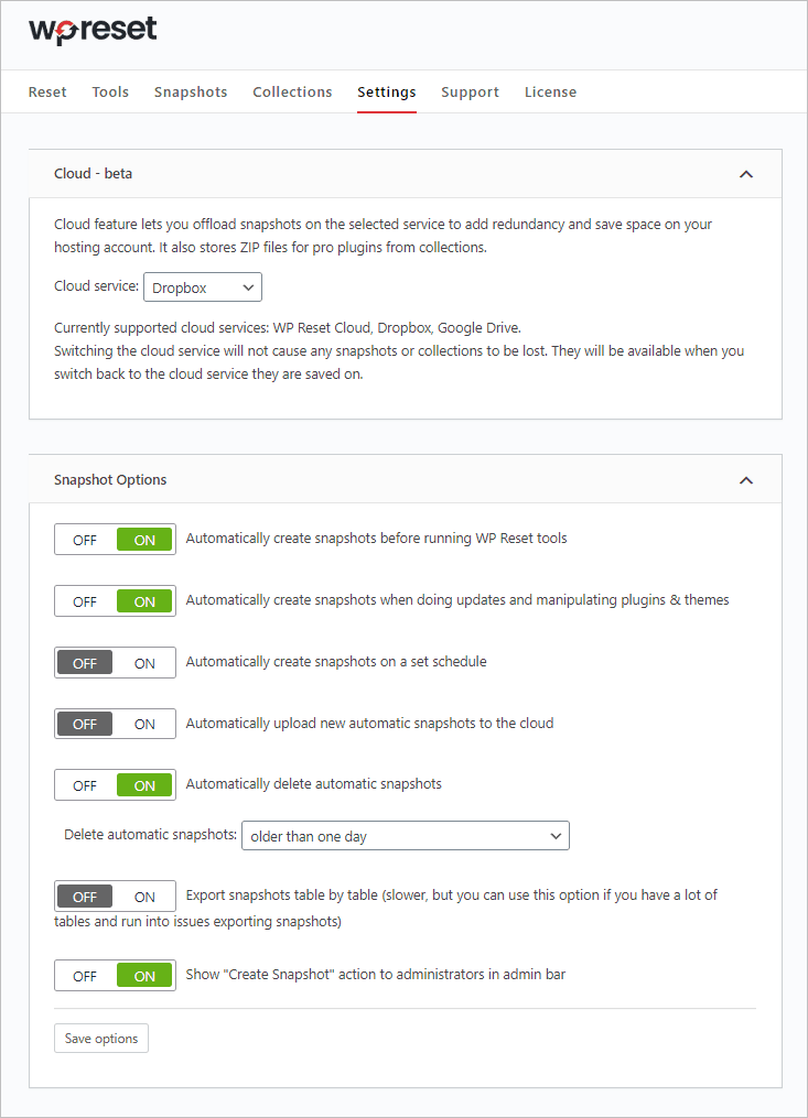 Wp Reset Pro Settings Tab