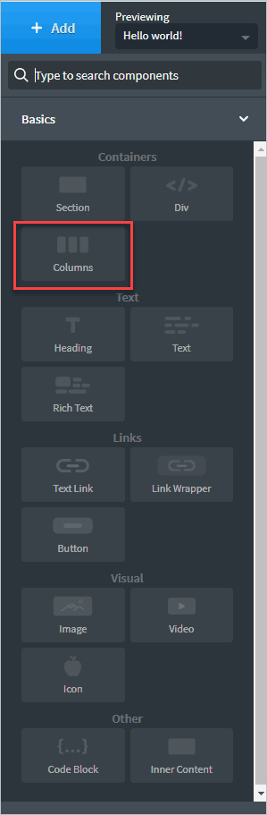 Add Columns To Inner Content