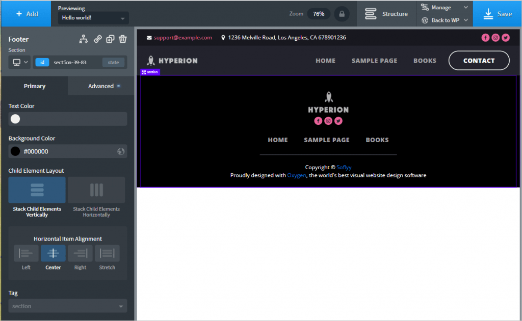 Oxygen Footer Added