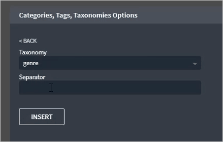 Taxonomy Genre Selected