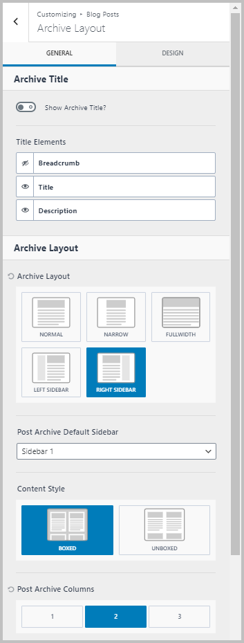 Blog Settings First Screen