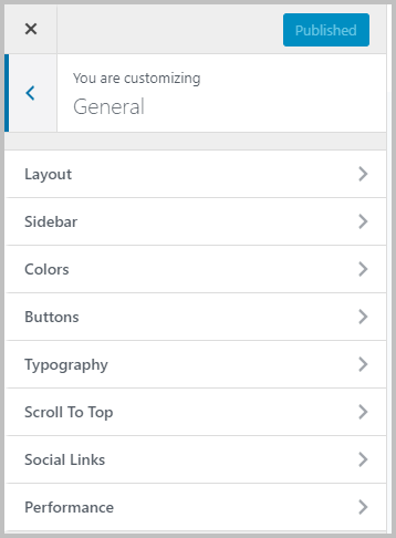 Kadence General Customizer Settings
