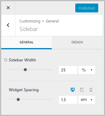 Sidebar Settings
