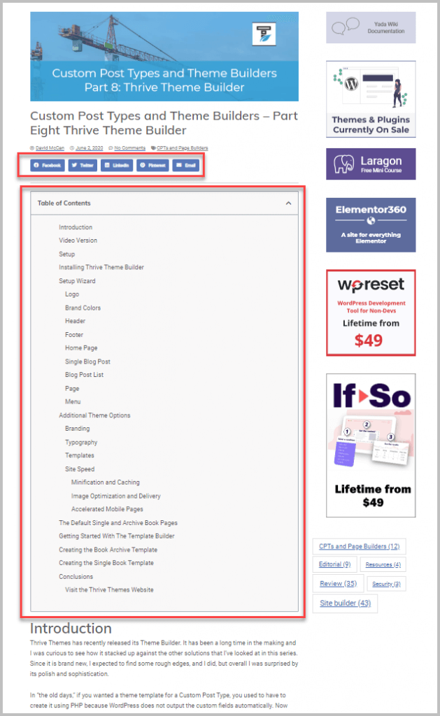 Single Page Layout Created With Elementor