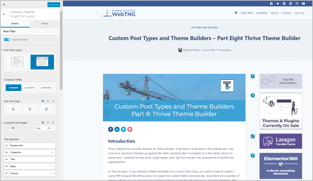 Single Post Layout