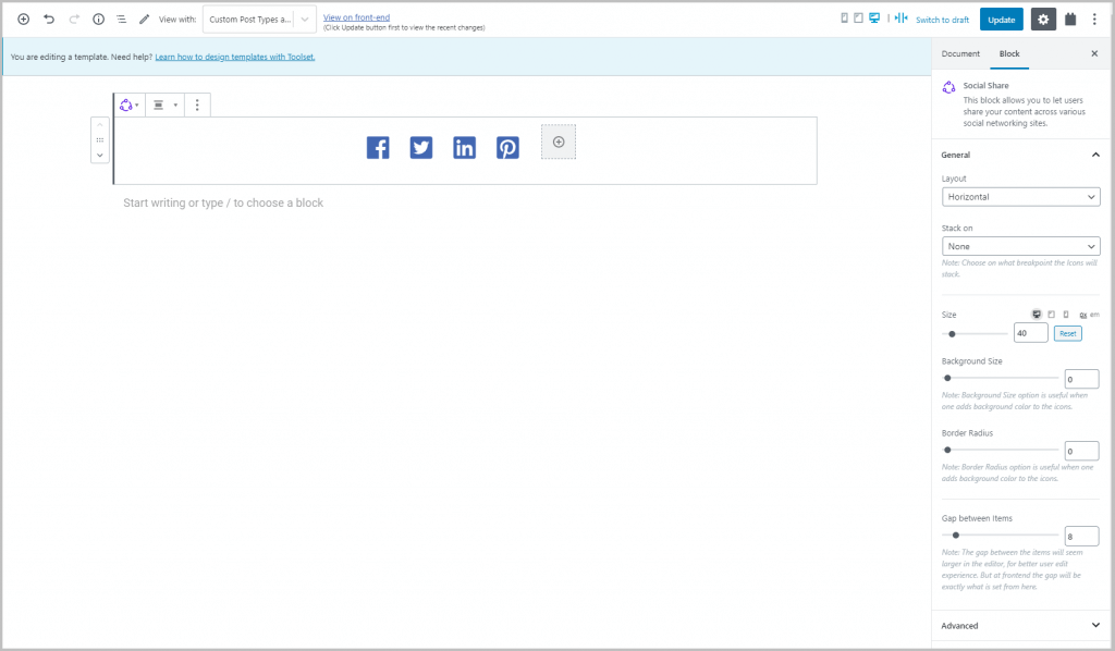 Ultimate Addons Social Share Buttons