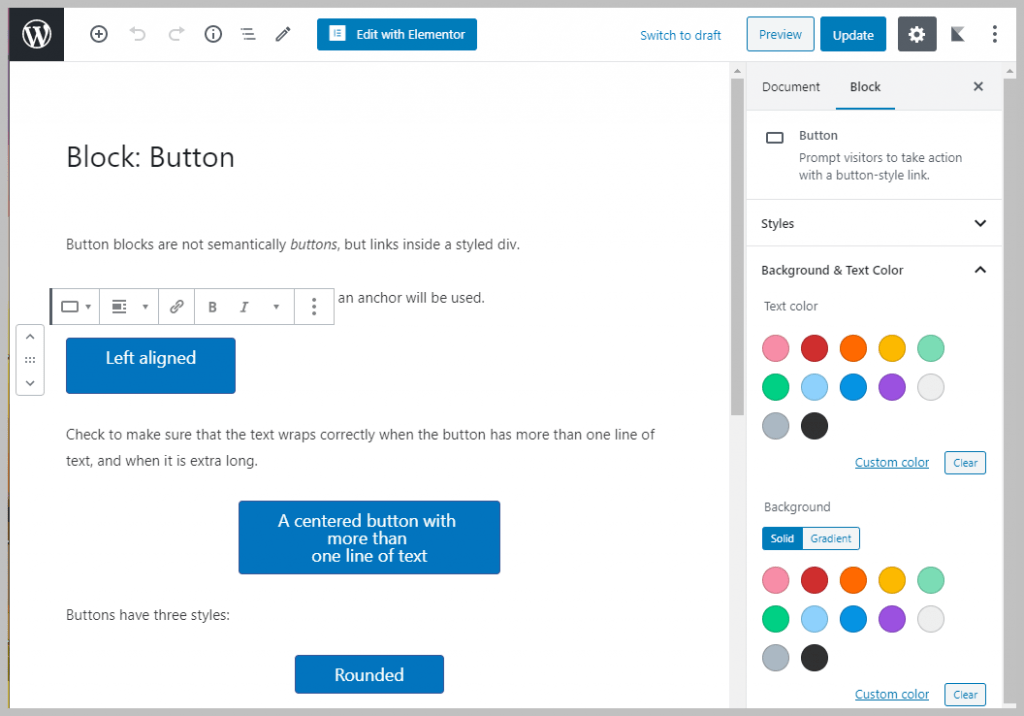 Astra Color Settings In Gutenberg