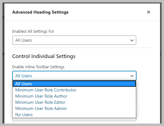 Contents Of Role Drop Down