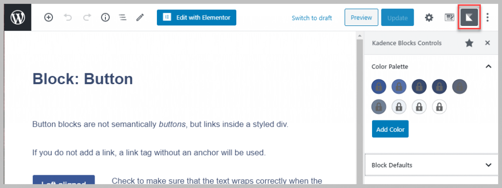 Kadence Defaults Colors