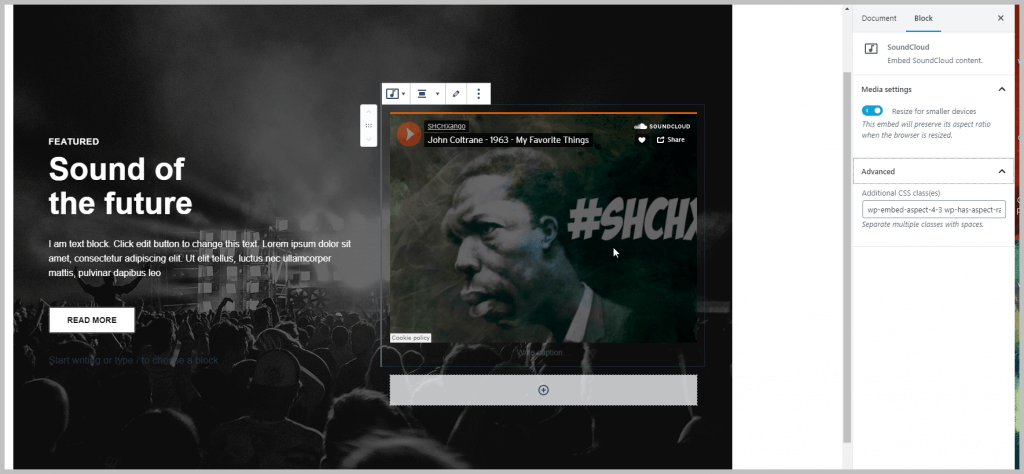 Result Using Default Soundcloud Embed
