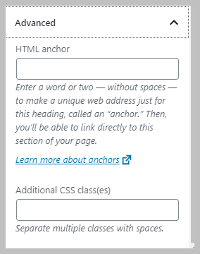 Row Advanced Settings