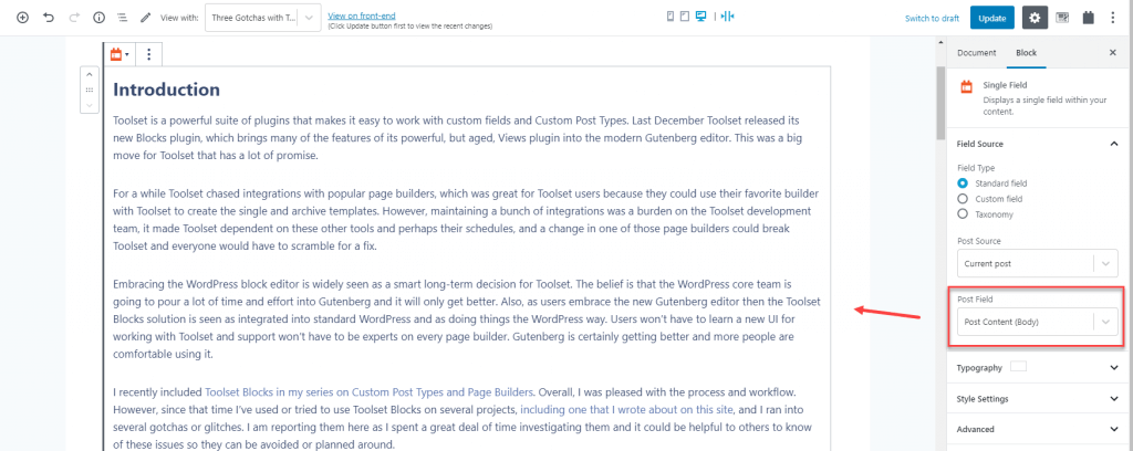 Toolset Post Content Block