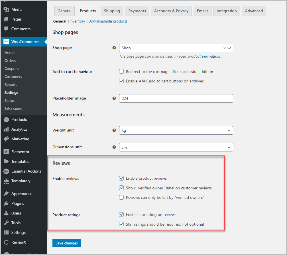 Default Woocommerce Rating Settings 1