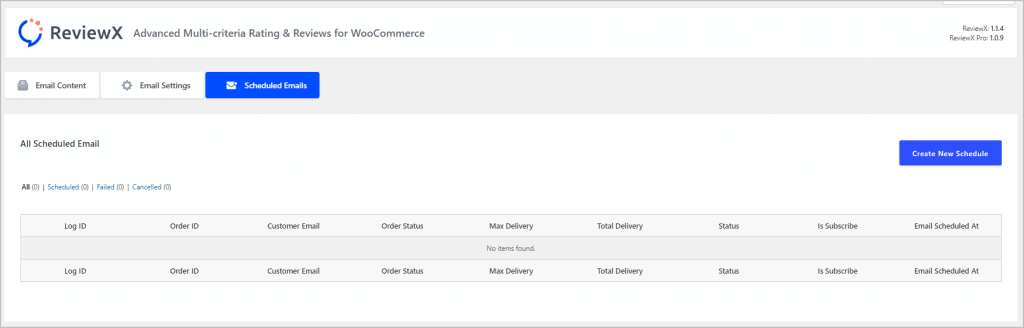 Reviewx Scheduled Emails