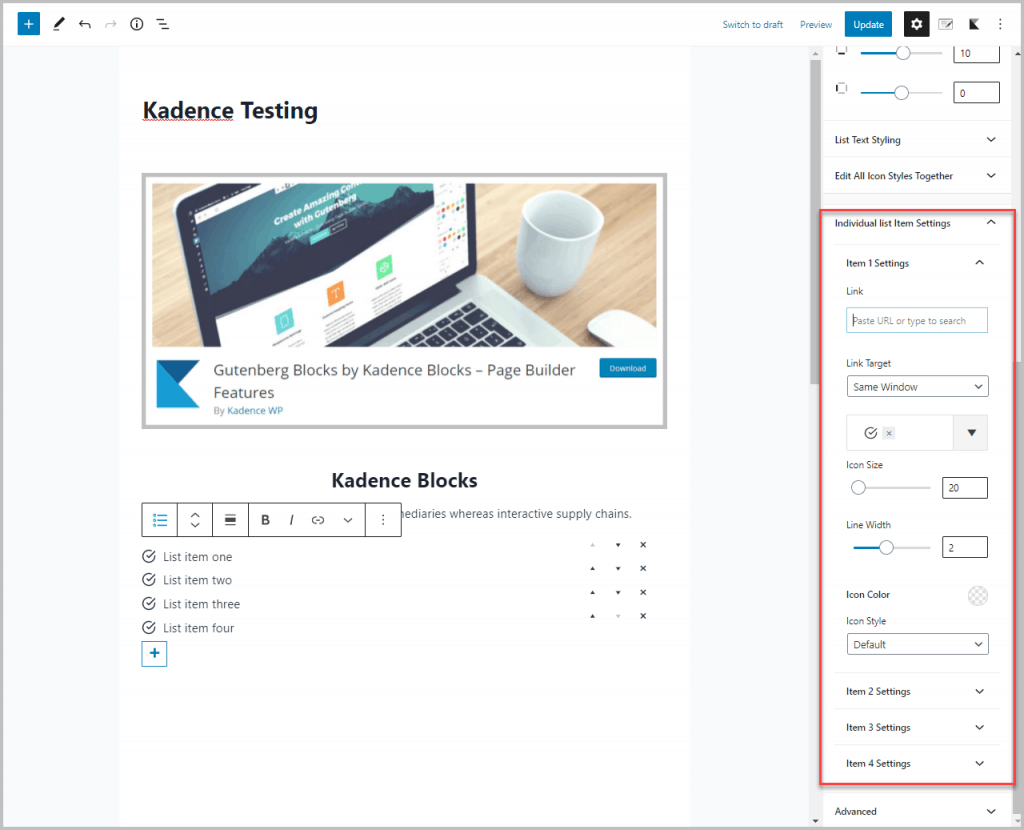 Configure List Items Individually