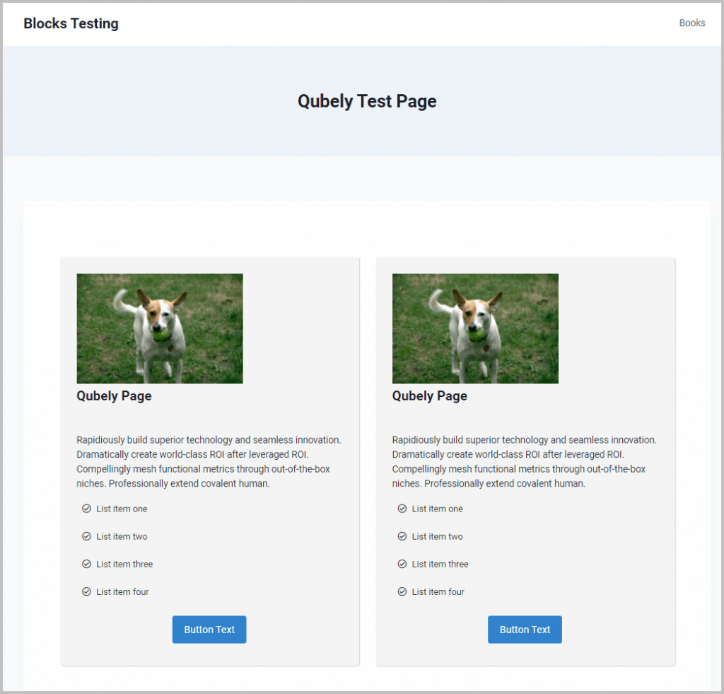 Qubely Test Home Page