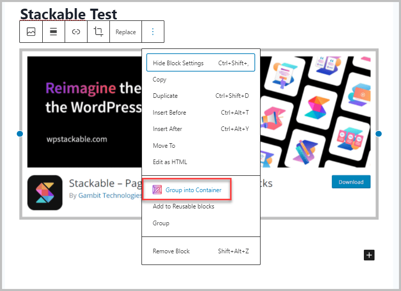 Stackable Group Into Container