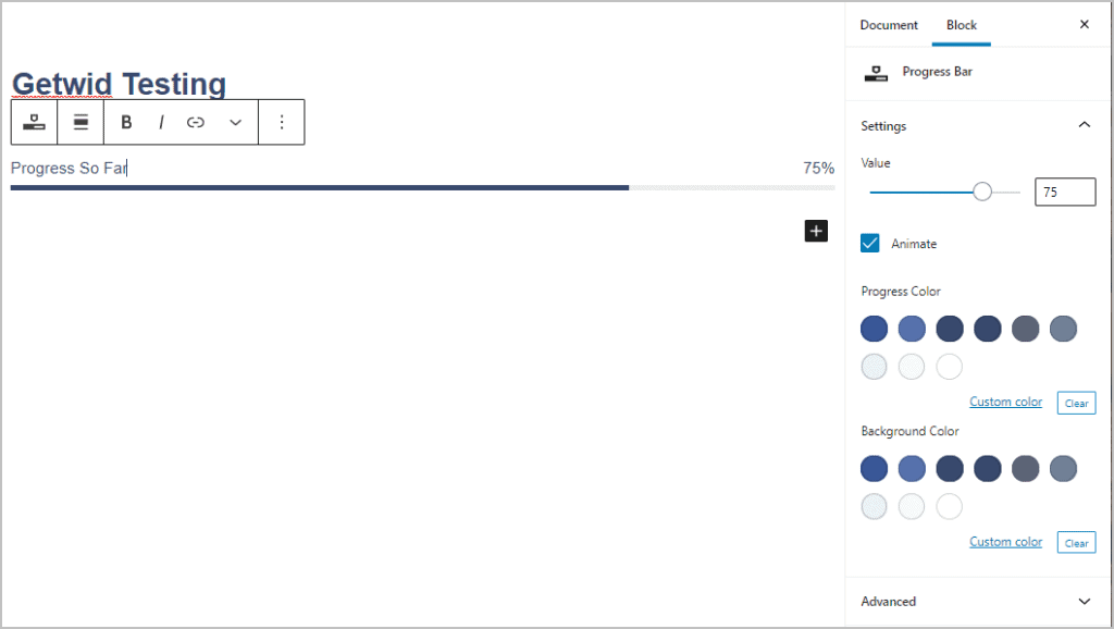Getwid Progress Bar