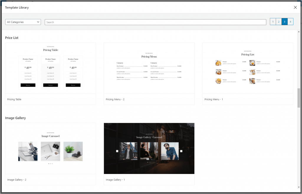 Getwid Template Library Third Tab