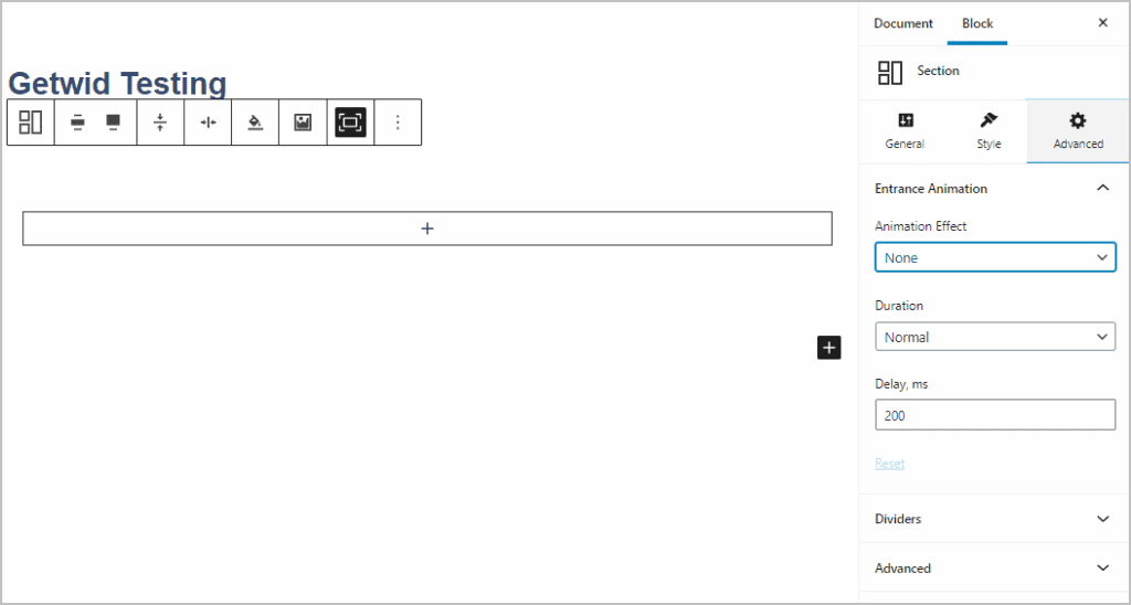 Section Advanced Tab