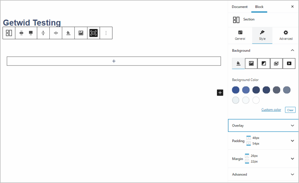 Section Style Tab