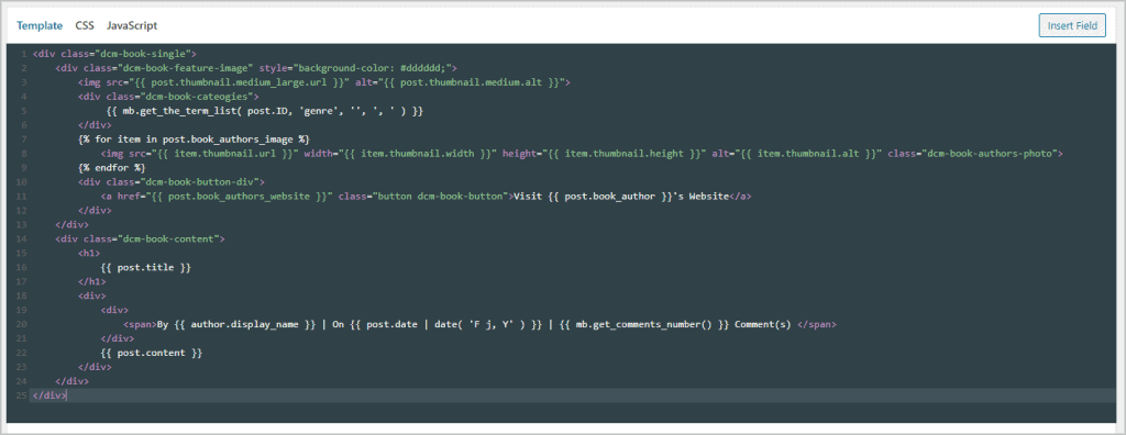 Custom Fields Added Into Single Book Template