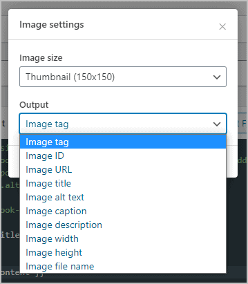 Image Information Drop Down