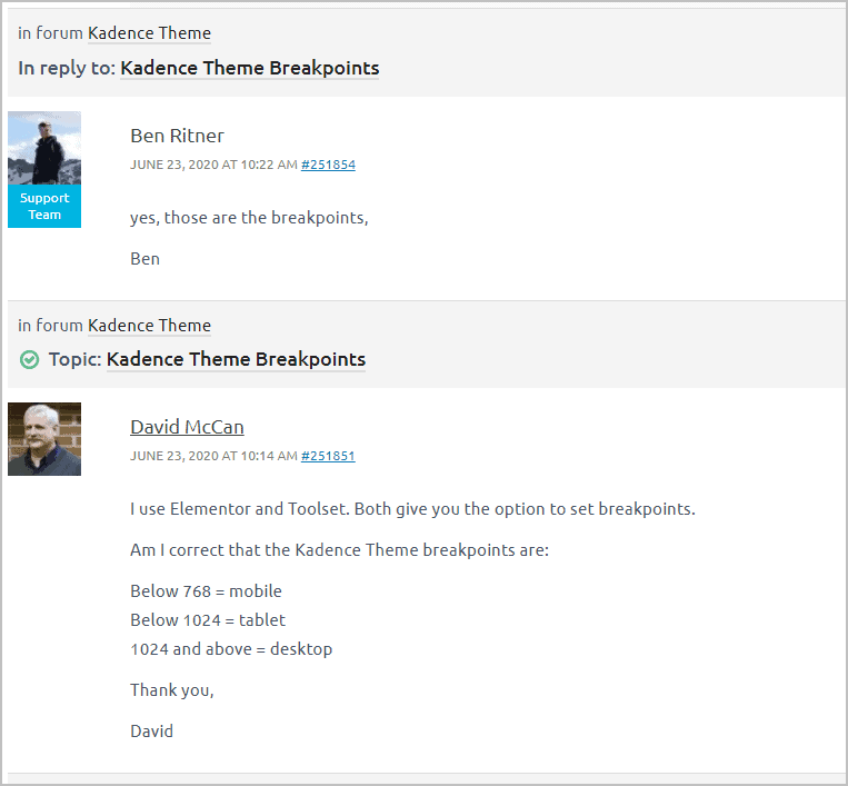 Kadence Theme Breakpoints