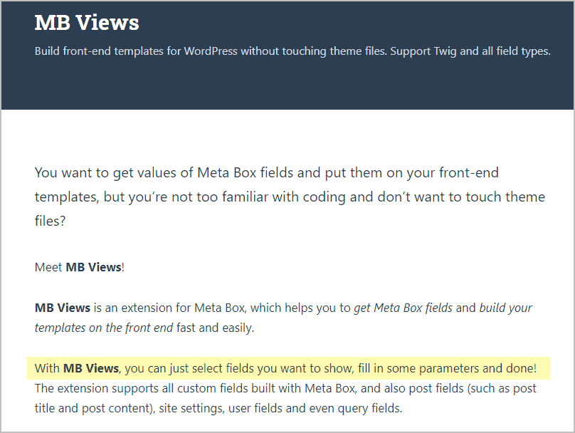 Mbv Meta Box Views Product Description
