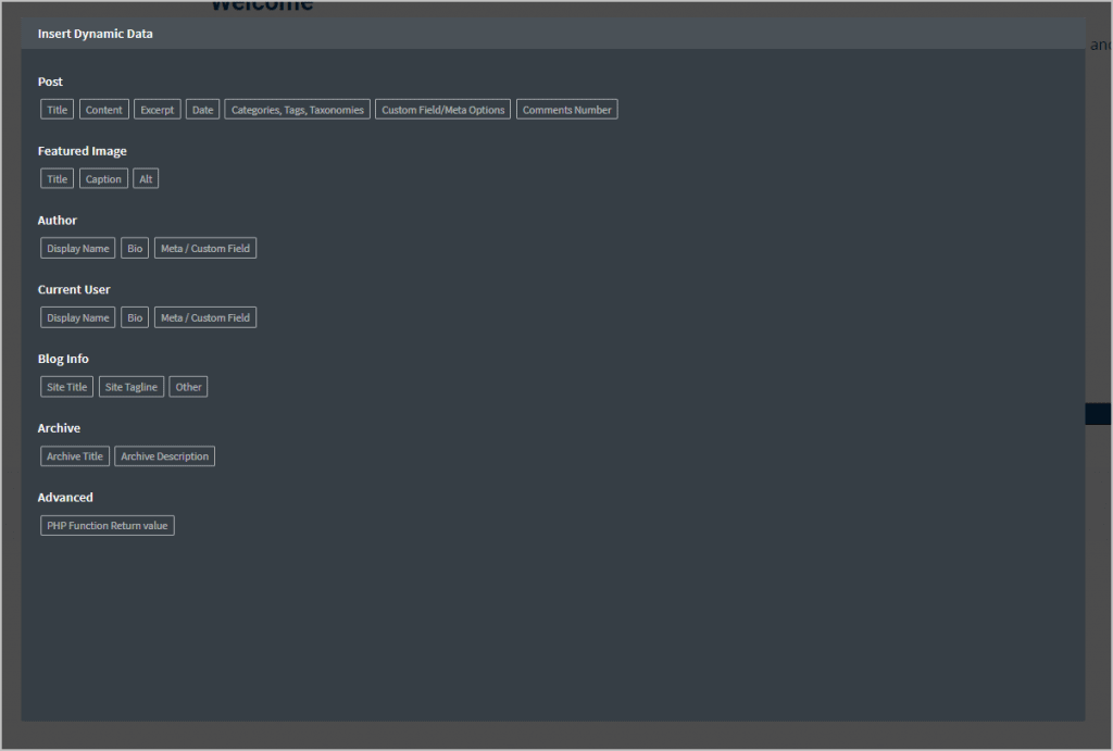 Oxygen Insert Dynamic Data Panel