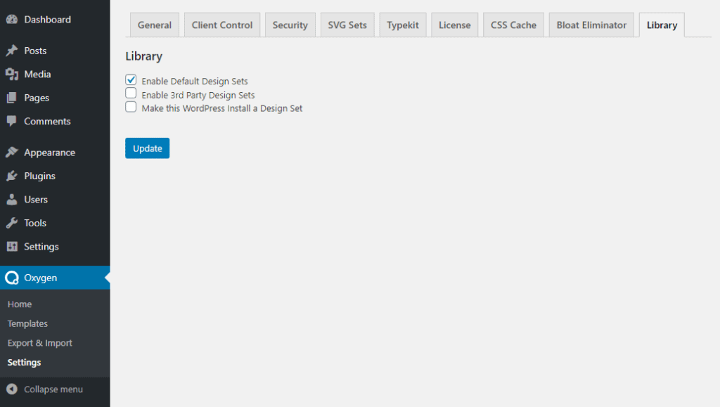 Oxygen Settings Library