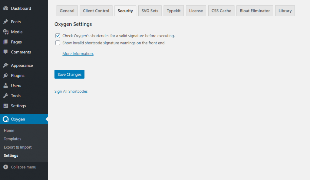 Oxygen Settings Security