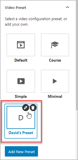 editing a custom preset