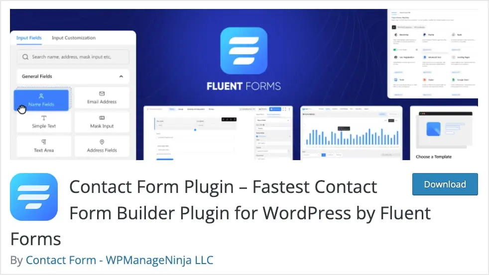 fluent forms banner on wordpress org