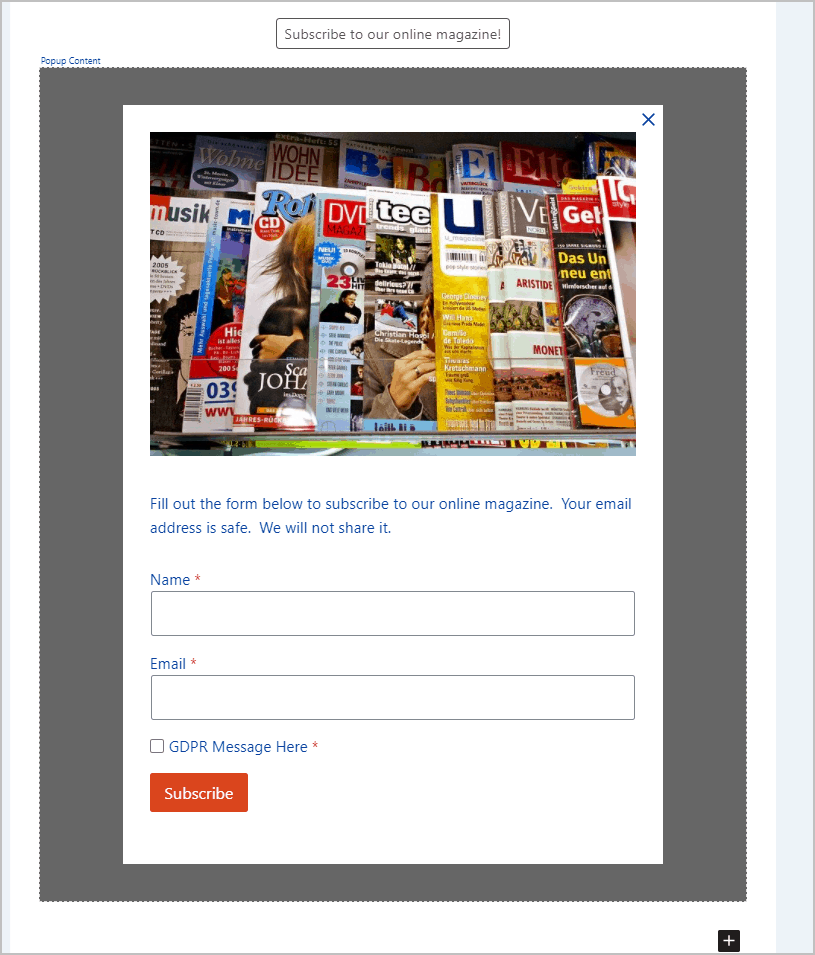 form tweaked for magazine signup