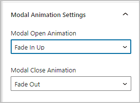 modal animation settings